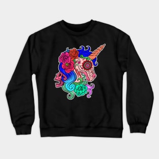 Halloween Unicorn Sugar Skull style Crewneck Sweatshirt